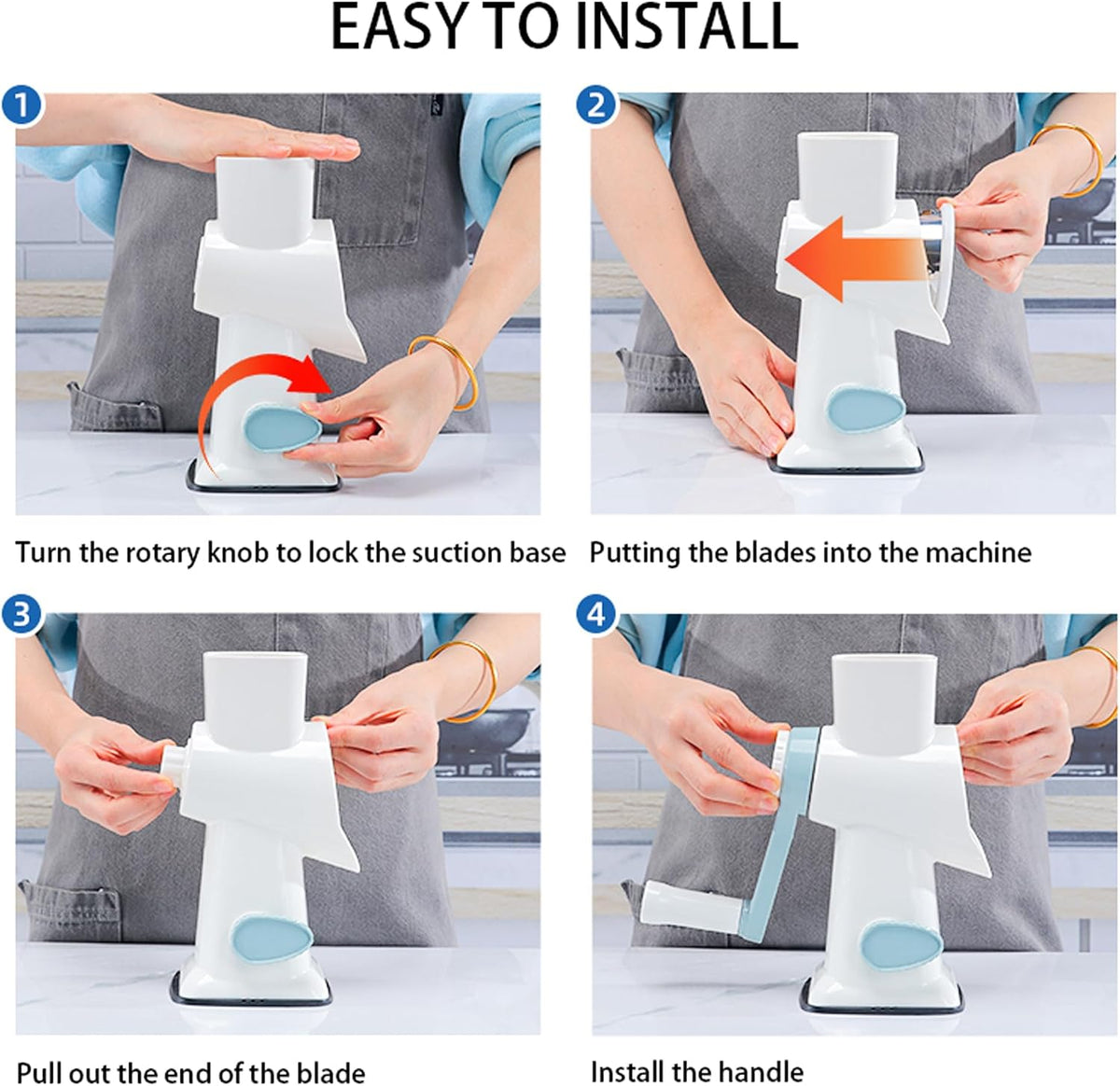 Cheese Grater Hand Crank Rotary Vegetables Shredder with Handle