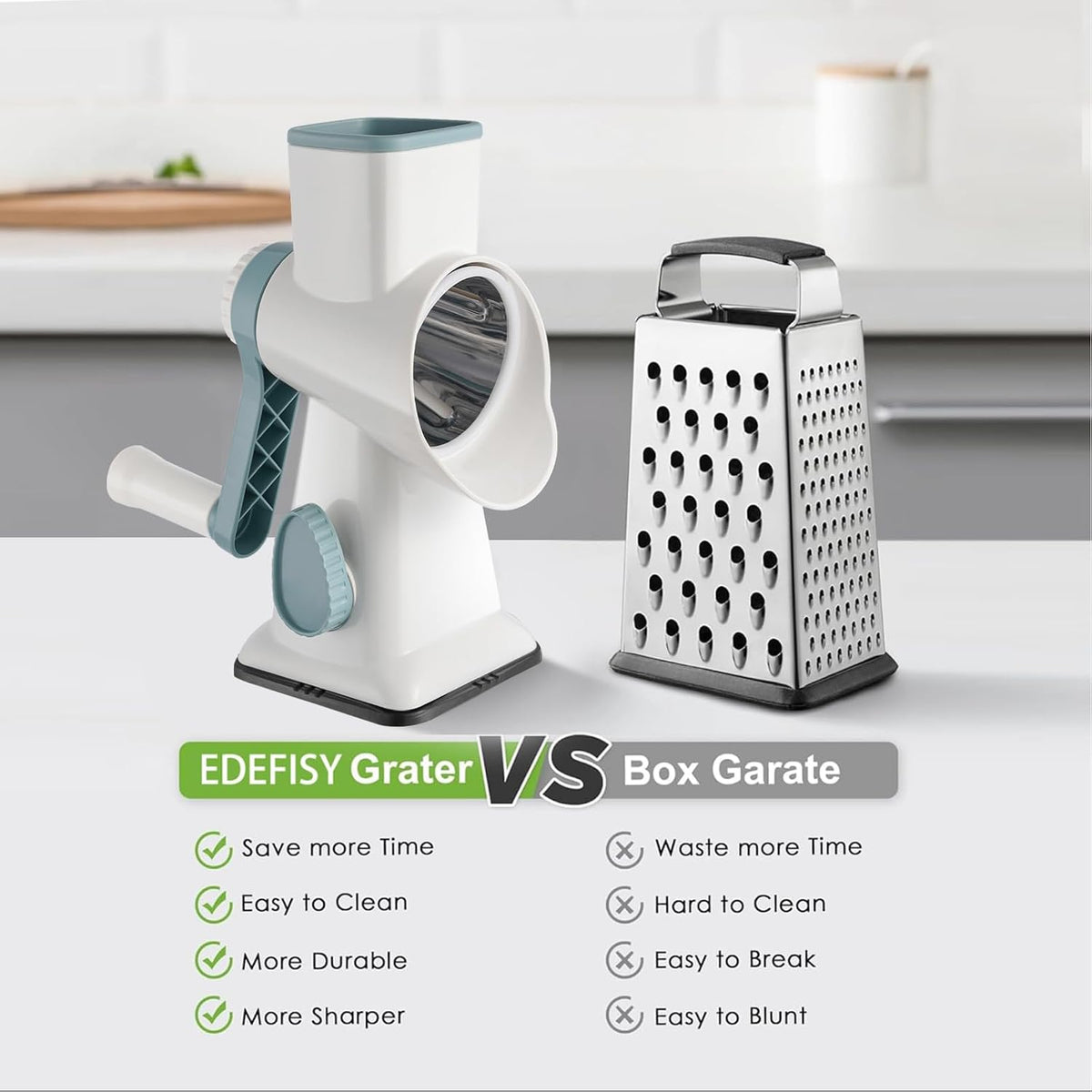 Cheese Grater Hand Crank Rotary Vegetables Shredder with Handle