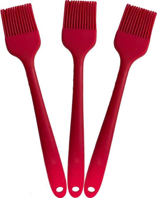 Pastry Brush For Baking,Silicone Basting Brush For Cooking,315°C Heat Resistant Food Brush for Oil & Sauce,Non-Shedding Kitchen Brushes for Butter Bread Meat Egg Wash Cake Baster(3pc Red)