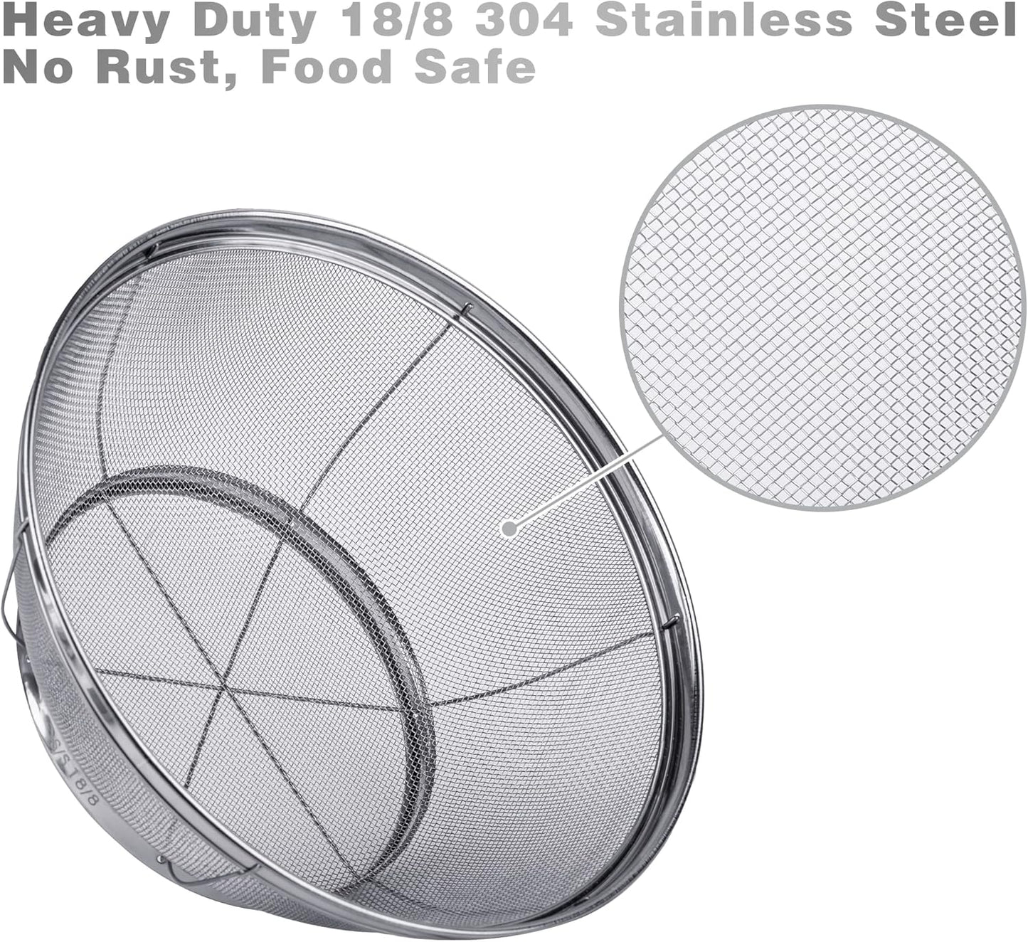 5 Pack Strainers for Kitchen, 18/8 Stainless Steel Colander, Fine Mesh Strainer for Pasta, Rice and Fruit, Sieve for Strain, Drain, Rinse or Steam, Multi Size Sifter