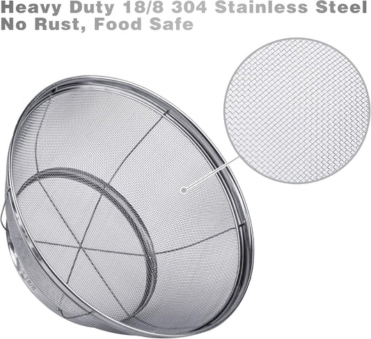 5 Pack Strainers for Kitchen, 18/8 Stainless Steel Colander, Fine Mesh Strainer for Pasta, Rice and Fruit, Sieve for Strain, Drain, Rinse or Steam, Multi Size Sifter