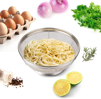 5 Pack Strainers for Kitchen, 18/8 Stainless Steel Colander, Fine Mesh Strainer for Pasta, Rice and Fruit, Sieve for Strain, Drain, Rinse or Steam, Multi Size Sifter