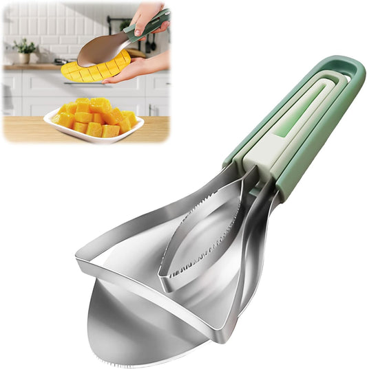 3-in-1 Mango Slicer Peeler, Peeler and Pit Remover Tool, Mango Splitter with Micro-Serrated Stainless Steel Blade, Fruit Slicer Cutter Pitter for Watermelon cutter Peach Slicers and More