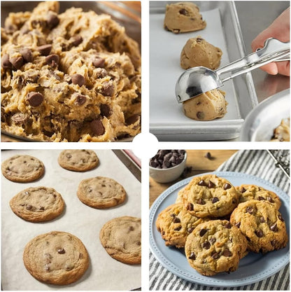Ice Cream Scoop, 3Pcs Cookie Scoop Set, Stainless Steel Cookie Scoops for Baking Set of 3, Cookie Scooper for Baking, Ice Cream Scooper with Trigger Release, Cookie Dough Scoop