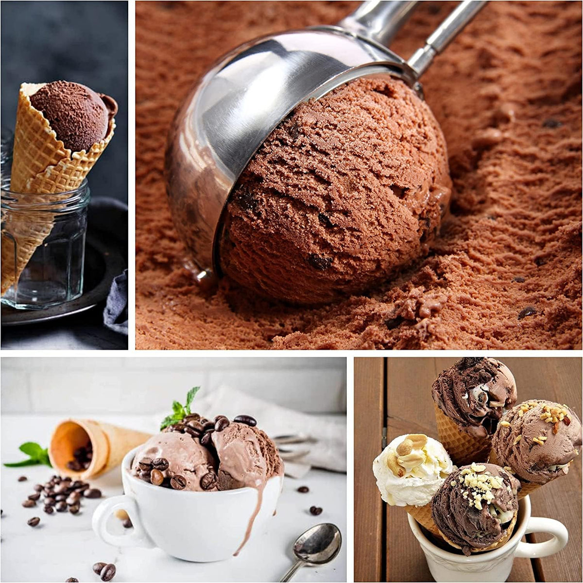 Ice Cream Scoop, 3Pcs Cookie Scoop Set, Stainless Steel Cookie Scoops for Baking Set of 3, Cookie Scooper for Baking, Ice Cream Scooper with Trigger Release, Cookie Dough Scoop