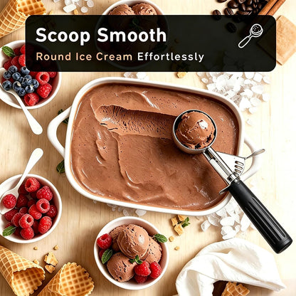2 oz Scoop, Cookie Scoop for Baking, 2 oz Ice Cream Scoop with Trigger, #16 Disher, Portion Scoop, Blue Handle, Food Scoop for Ice Cream, Muffin, Cupcake Batter, Mashed Potato, Cookie Dough