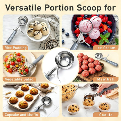 2 oz Scoop, Cookie Scoop for Baking, 2 oz Ice Cream Scoop with Trigger, #16 Disher, Portion Scoop, Blue Handle, Food Scoop for Ice Cream, Muffin, Cupcake Batter, Mashed Potato, Cookie Dough