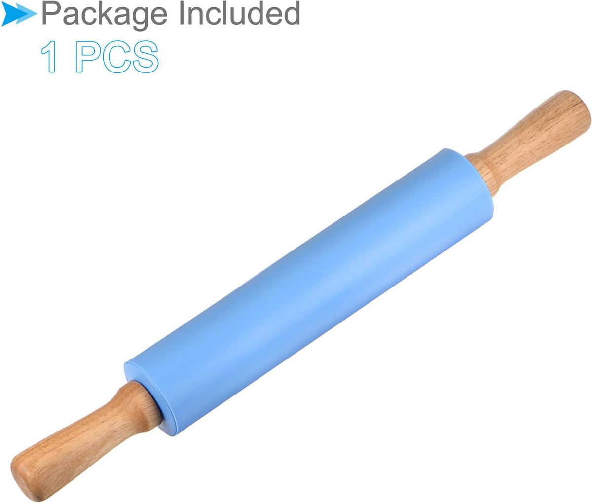 Silicone Rolling Pins, 17" Length, Silicone & Oak Non-Stick Ergonomic Wooden Handle Fondant Dough Roller Dark Green - (Applications: for Baking DIY Projects)