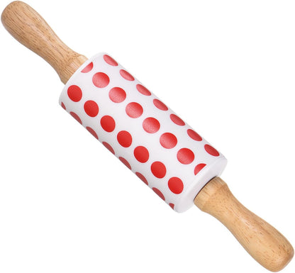 Silicone Rolling Pins, 17" Length, Silicone & Oak Non-Stick Ergonomic Wooden Handle Fondant Dough Roller Dark Green - (Applications: for Baking DIY Projects)