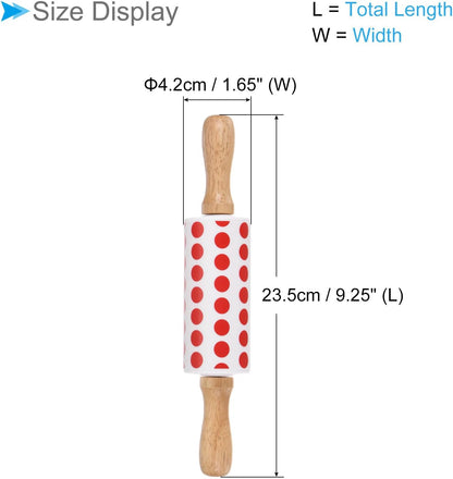 Silicone Rolling Pins, 17" Length, Silicone & Oak Non-Stick Ergonomic Wooden Handle Fondant Dough Roller Dark Green - (Applications: for Baking DIY Projects)