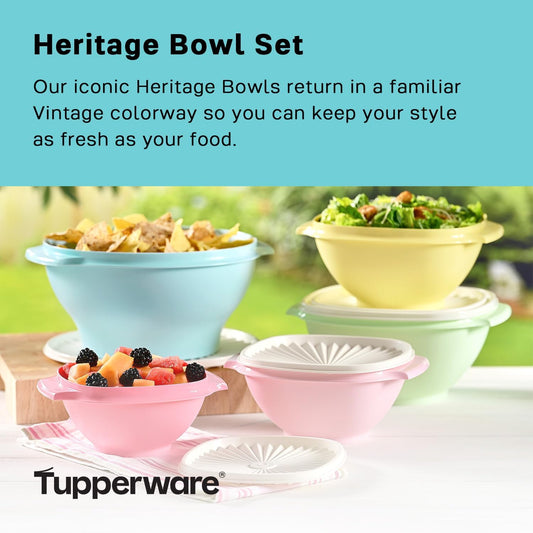 Heritage Collection 17.25 Cup Bowl with Starburst Lid, Light Blue Vintage Color, Dishwasher Safe and BPA Free (4.1 L)