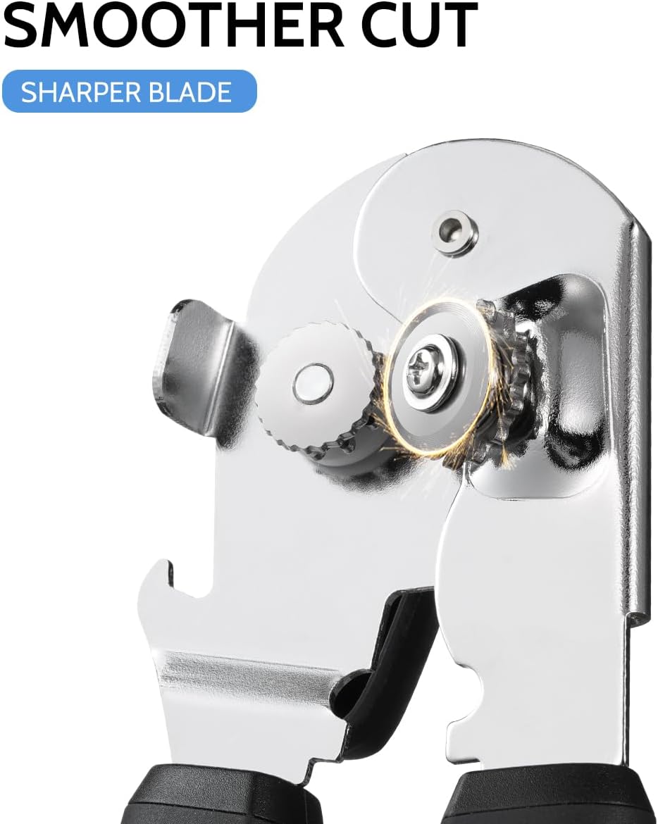 Can Opener Manual Magnetic Can Openers for Seniors Heavy Duty with Sharp Stainless Steel Blade, Black