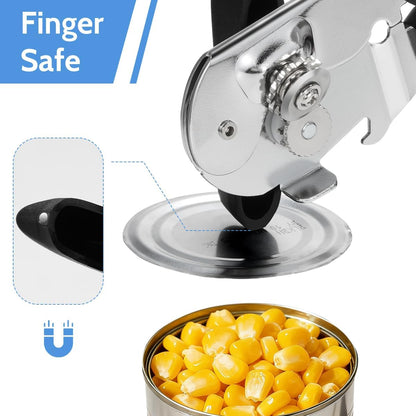 Can Opener Manual Magnetic Can Openers for Seniors Heavy Duty with Sharp Stainless Steel Blade, Black