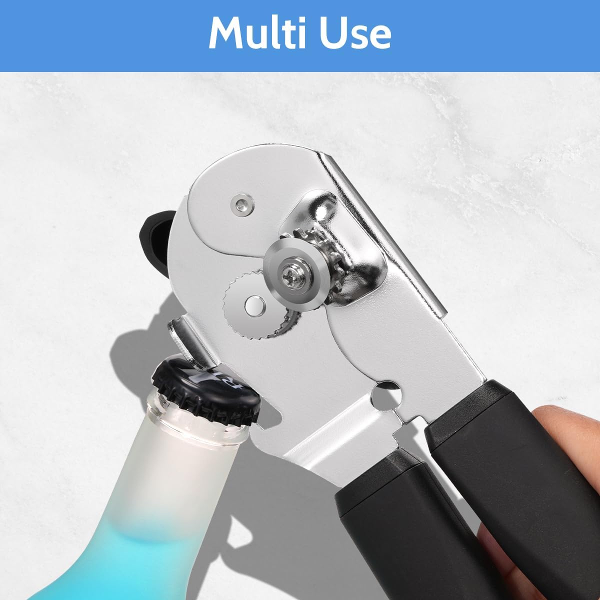 Can Opener Manual Magnetic Can Openers for Seniors Heavy Duty with Sharp Stainless Steel Blade, Black