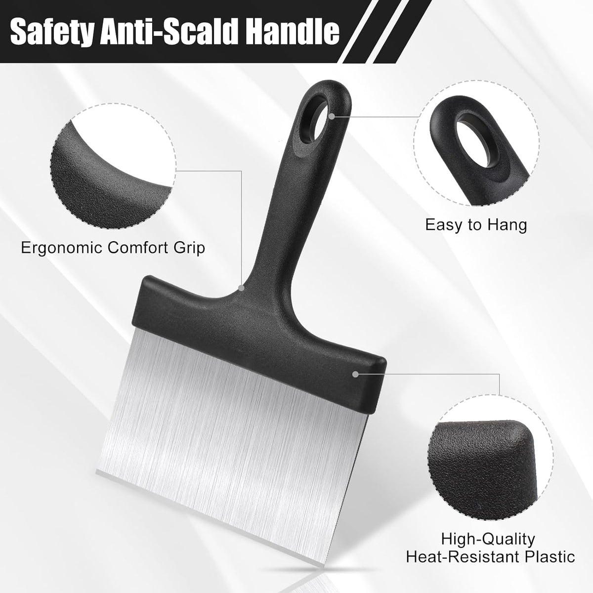 Griddle Scraper，Stainless Steel Grill Scraper,Slant Edge Metal Spatula for Teppanyaki Flat Top BBQ,Grill Cooking,Frying Steak Pork Chop Chicken Chop,Dishwasher Safe