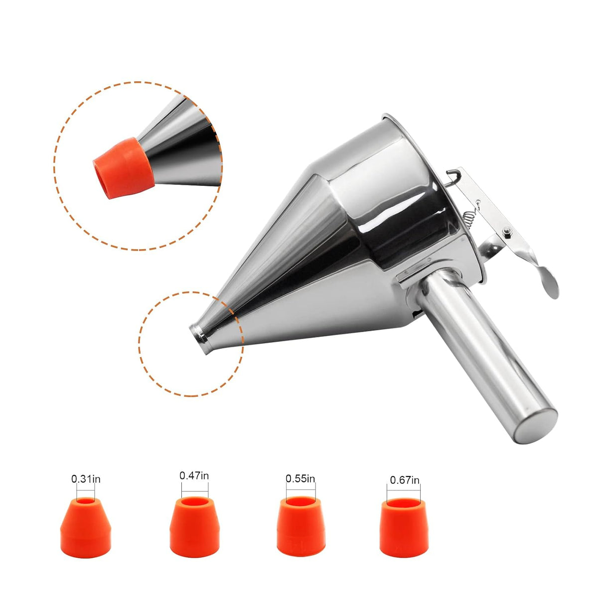 20oz Pancake Batter Dispenser, Stainless Steel Funnel Cake Dispenser with Stand Heavy Duty Baking Tool for Cupcake Waffles Cakes Takoyaki and Kitchen Baking (Small)