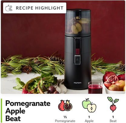 Hurom H400 Renewed Easy Clean Slow Juicer, Matte Black | Hands-Free | Hopper Fits Whole Produce | Quiet Motor | Scrub Free Cleaning | BPA Free | Easy Assembly | Cold Press Masticating Juicer