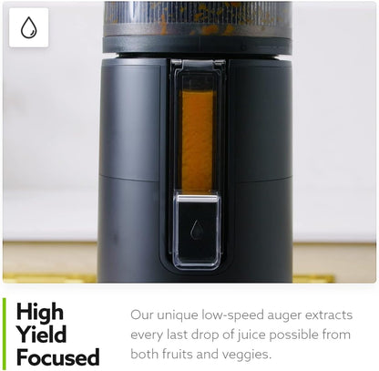Hurom H400 Renewed Easy Clean Slow Juicer, Matte Black | Hands-Free | Hopper Fits Whole Produce | Quiet Motor | Scrub Free Cleaning | BPA Free | Easy Assembly | Cold Press Masticating Juicer