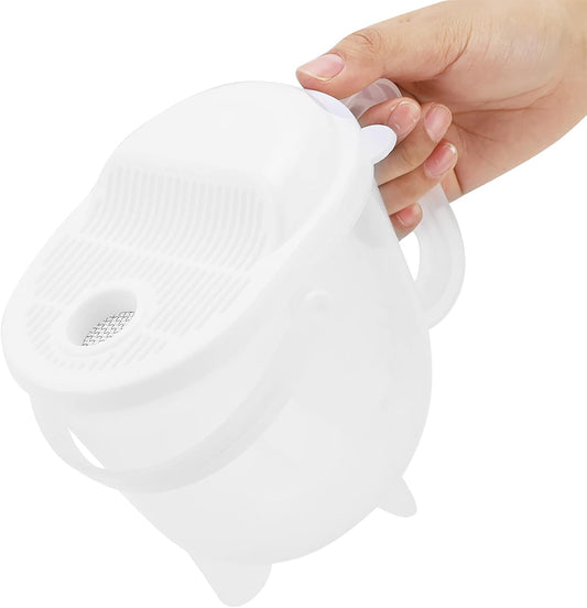 Rice Washer Strainer Bowl with Handle 19x12x16cm | Multipurpose grain rinsing colander, BPA-free clear plastic construction, fine mesh drainer for kitchen sinks