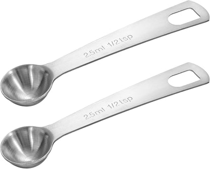 2 Pcs Measuring Spoons Tablespoon Measuring Spoon 1 Tbsp (3 tsp | 15 ml |15 cc| 0.5 oz) Mini Spoons Stainless Steel Measuring Spoons for Kitchen Cooking Spoon(Silver)