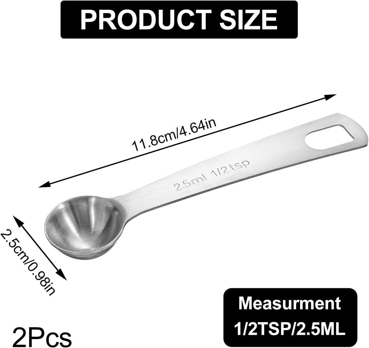 2 Pcs Measuring Spoons Tablespoon Measuring Spoon 1 Tbsp (3 tsp | 15 ml |15 cc| 0.5 oz) Mini Spoons Stainless Steel Measuring Spoons for Kitchen Cooking Spoon(Silver)