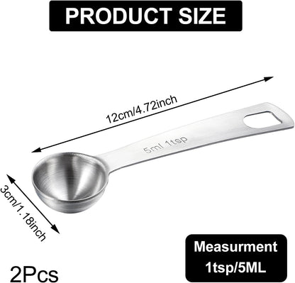 2 Pcs Measuring Spoons Tablespoon Measuring Spoon 1 Tbsp (3 tsp | 15 ml |15 cc| 0.5 oz) Mini Spoons Stainless Steel Measuring Spoons for Kitchen Cooking Spoon(Silver)