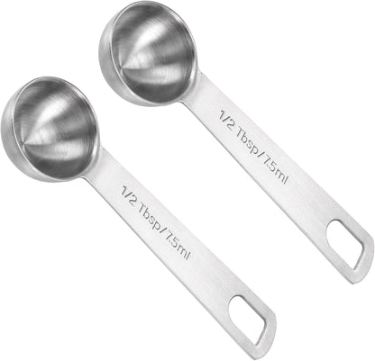 2 Pcs Measuring Spoons Tablespoon Measuring Spoon 1 Tbsp (3 tsp | 15 ml |15 cc| 0.5 oz) Mini Spoons Stainless Steel Measuring Spoons for Kitchen Cooking Spoon(Silver)