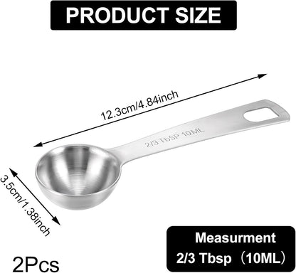 2 Pcs Measuring Spoons Tablespoon Measuring Spoon 1 Tbsp (3 tsp | 15 ml |15 cc| 0.5 oz) Mini Spoons Stainless Steel Measuring Spoons for Kitchen Cooking Spoon(Silver)
