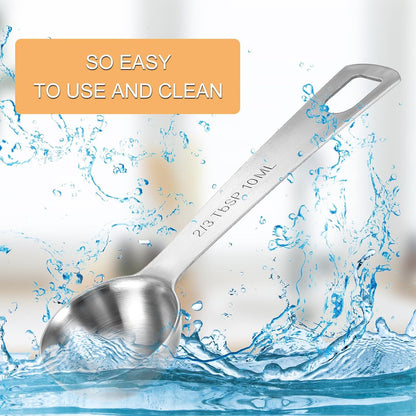 2 Pcs Measuring Spoons Tablespoon Measuring Spoon 1 Tbsp (3 tsp | 15 ml |15 cc| 0.5 oz) Mini Spoons Stainless Steel Measuring Spoons for Kitchen Cooking Spoon(Silver)