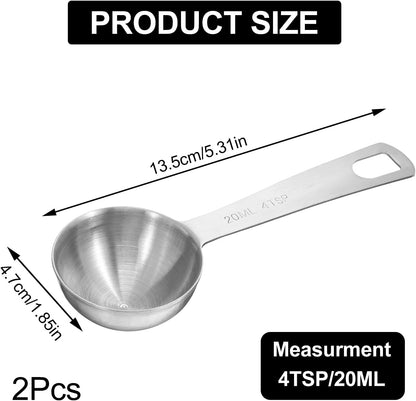 2 Pcs Measuring Spoons Tablespoon Measuring Spoon 1 Tbsp (3 tsp | 15 ml |15 cc| 0.5 oz) Mini Spoons Stainless Steel Measuring Spoons for Kitchen Cooking Spoon(Silver)