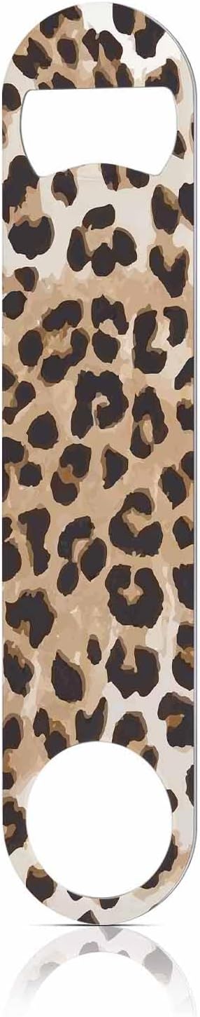 Animal Skin Texture Stainless Steel Bottle Opener Brown Black Beige Leopard Pattern Abstract Art Flat Beer Bottle Opener Keychain for Home Kitchen Bar Restaurant Party Birthday Gift