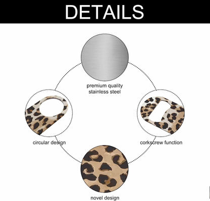 Animal Skin Texture Stainless Steel Bottle Opener Brown Black Beige Leopard Pattern Abstract Art Flat Beer Bottle Opener Keychain for Home Kitchen Bar Restaurant Party Birthday Gift