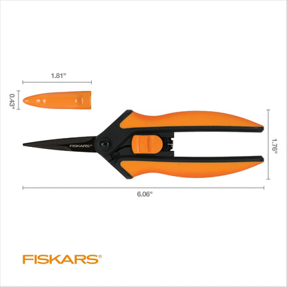 6" Steel Micro-Tip Pruning Scissors, Garden Snips for Small Plants