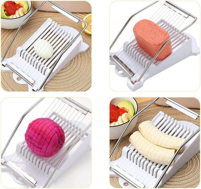 Multifunctional Stainless Steel Luncheon Meat Slicer,Home Slicing and Splitting Tools,Food Slicer for Butter Cheese Kiwifruit Strawberry Banana and Cooked Eggs Etc. (White)