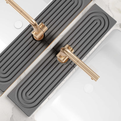 Faucet Mat for Kitchen Sink – Diatomite Stone Drying Mat & Sink Protectors, Prevent Moisture – Sink Splash Guard Water-Absorbing Stone Tray for Bathroom Counter (Light Grey, 23.6" x 3.9")