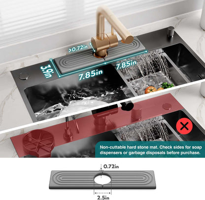 Faucet Mat for Kitchen Sink – Diatomite Stone Drying Mat & Sink Protectors, Prevent Moisture – Sink Splash Guard Water-Absorbing Stone Tray for Bathroom Counter (Light Grey, 23.6" x 3.9")
