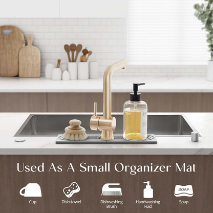 Faucet Mat for Kitchen Sink – Diatomite Stone Drying Mat & Sink Protectors, Prevent Moisture – Sink Splash Guard Water-Absorbing Stone Tray for Bathroom Counter (Light Grey, 23.6" x 3.9")