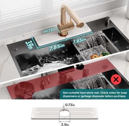 Faucet Mat for Kitchen Sink – Diatomite Stone Drying Mat & Sink Protectors, Prevent Moisture – Sink Splash Guard Water-Absorbing Stone Tray for Bathroom Counter (Light Grey, 23.6" x 3.9")