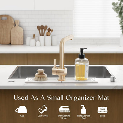 Faucet Mat for Kitchen Sink – Diatomite Stone Drying Mat & Sink Protectors, Prevent Moisture – Sink Splash Guard Water-Absorbing Stone Tray for Bathroom Counter (Light Grey, 23.6" x 3.9")
