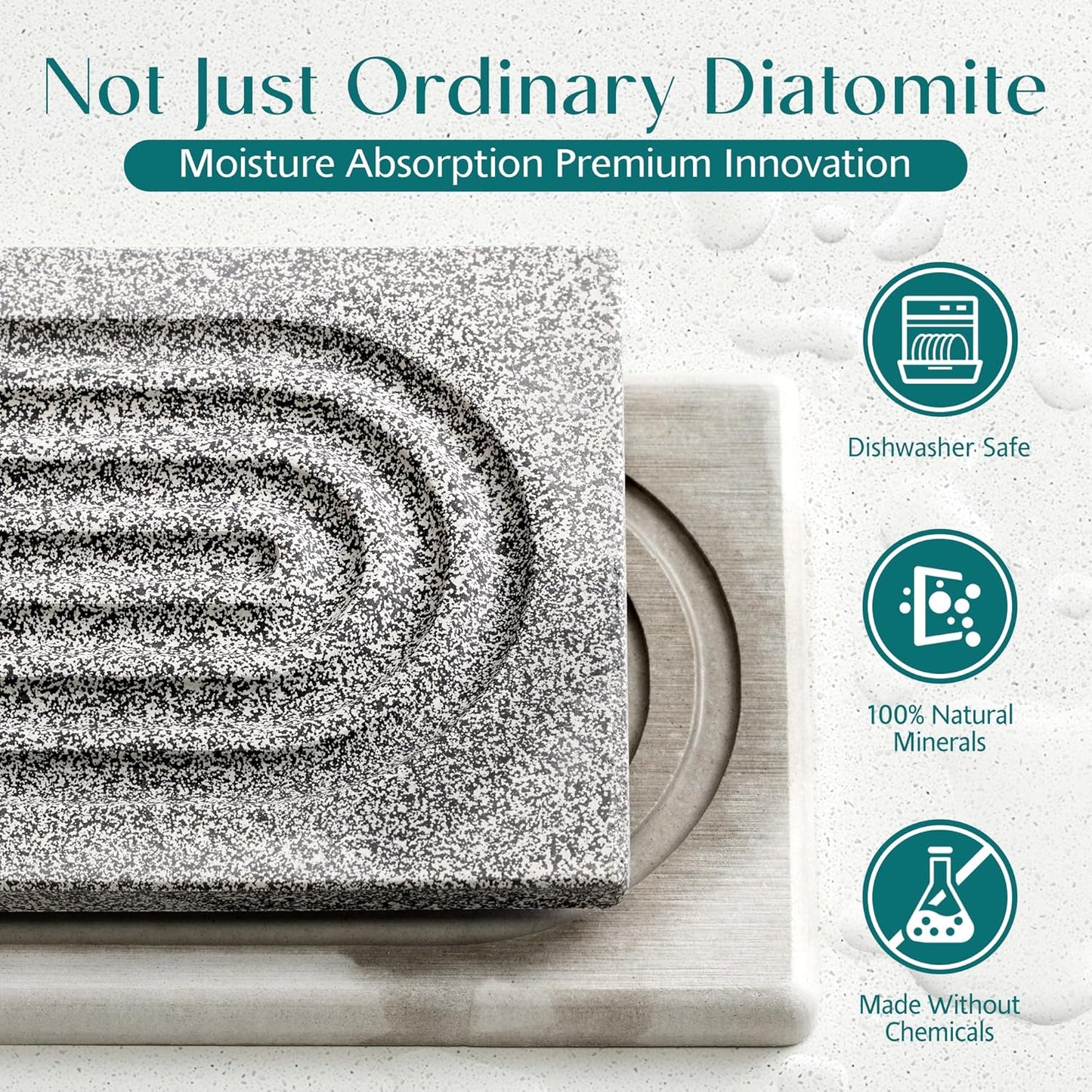 Faucet Mat for Kitchen Sink – Diatomite Stone Drying Mat & Sink Protectors, Prevent Moisture – Sink Splash Guard Water-Absorbing Stone Tray for Bathroom Counter (Light Grey, 23.6" x 3.9")