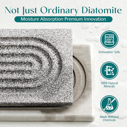 Faucet Mat for Kitchen Sink – Diatomite Stone Drying Mat & Sink Protectors, Prevent Moisture – Sink Splash Guard Water-Absorbing Stone Tray for Bathroom Counter (Light Grey, 23.6" x 3.9")