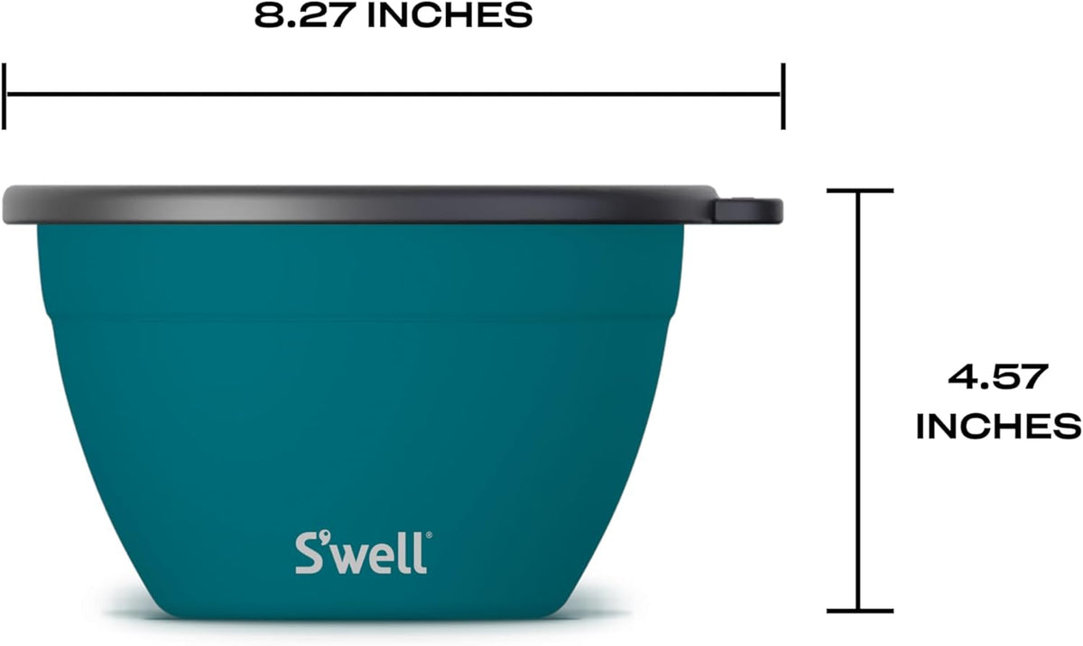 Stainless Steel 64oz Salad Bowl Kit, Pink Topaz Color, Comes with 2oz Mini Canister and Removable Tray for Organization, Leakproof and Dishwasher Safe