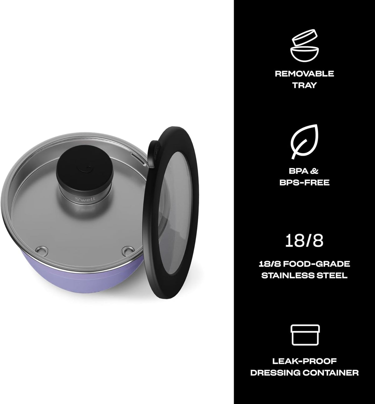 Stainless Steel 64oz Salad Bowl Kit, Pink Topaz Color, Comes with 2oz Mini Canister and Removable Tray for Organization, Leakproof and Dishwasher Safe