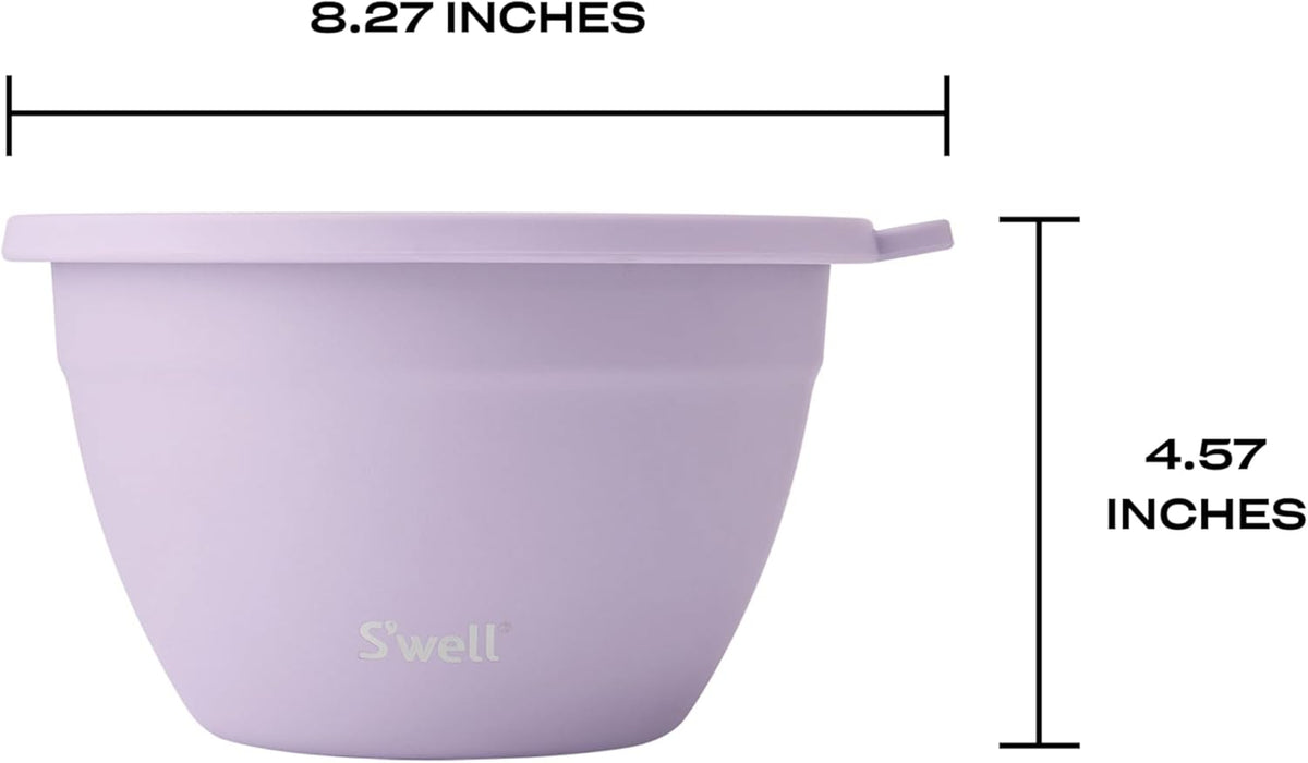 Stainless Steel 64oz Salad Bowl Kit, Pink Topaz Color, Comes with 2oz Mini Canister and Removable Tray for Organization, Leakproof and Dishwasher Safe