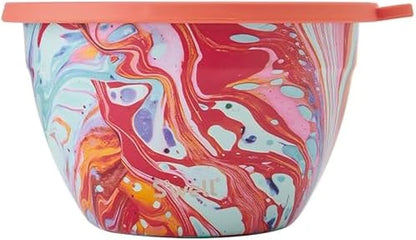 Stainless Steel 64oz Salad Bowl Kit, Pink Topaz Color, Comes with 2oz Mini Canister and Removable Tray for Organization, Leakproof and Dishwasher Safe
