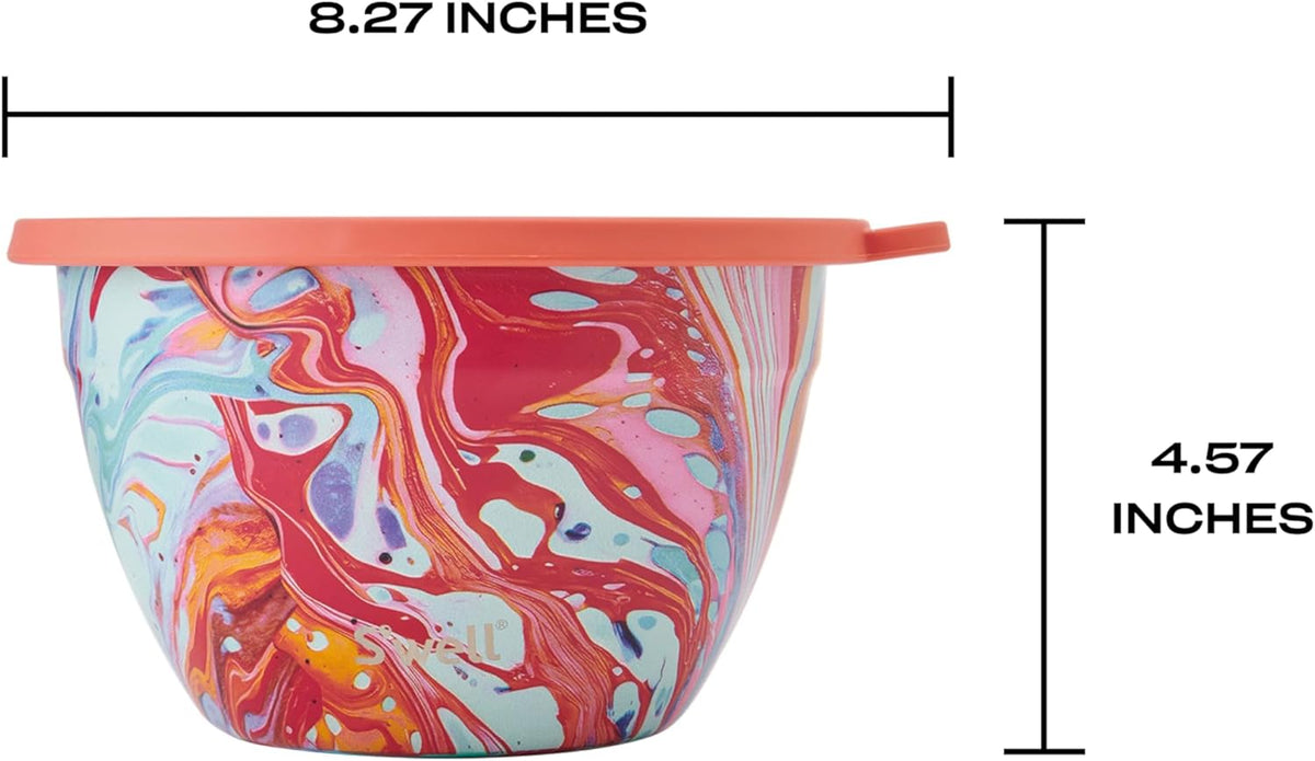 Stainless Steel 64oz Salad Bowl Kit, Pink Topaz Color, Comes with 2oz Mini Canister and Removable Tray for Organization, Leakproof and Dishwasher Safe