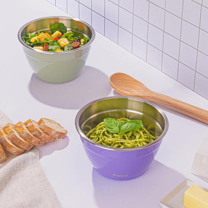 Stainless Steel 64oz Salad Bowl Kit, Pink Topaz Color, Comes with 2oz Mini Canister and Removable Tray for Organization, Leakproof and Dishwasher Safe