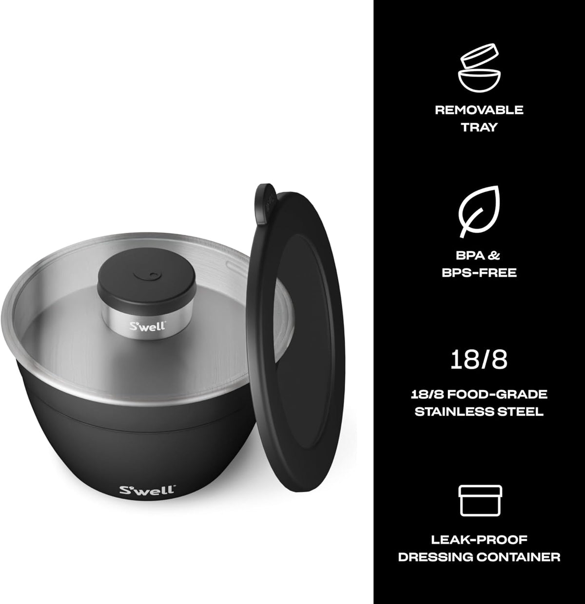 Stainless Steel 64oz Salad Bowl Kit, Pink Topaz Color, Comes with 2oz Mini Canister and Removable Tray for Organization, Leakproof and Dishwasher Safe