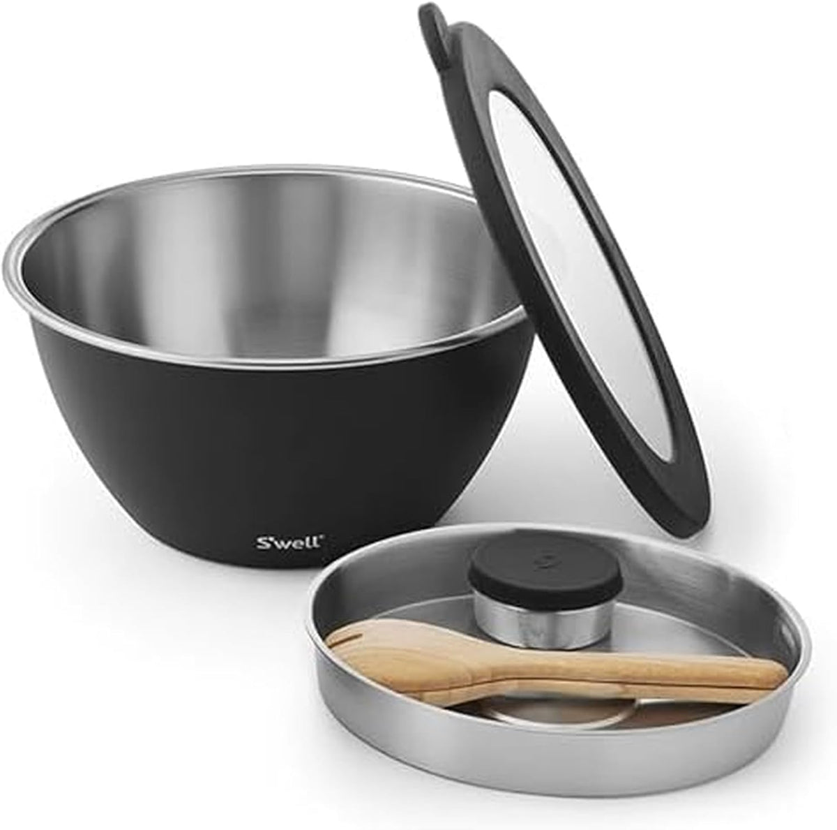 Stainless Steel 64oz Salad Bowl Kit, Pink Topaz Color, Comes with 2oz Mini Canister and Removable Tray for Organization, Leakproof and Dishwasher Safe
