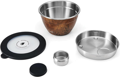 Stainless Steel 64oz Salad Bowl Kit, Pink Topaz Color, Comes with 2oz Mini Canister and Removable Tray for Organization, Leakproof and Dishwasher Safe